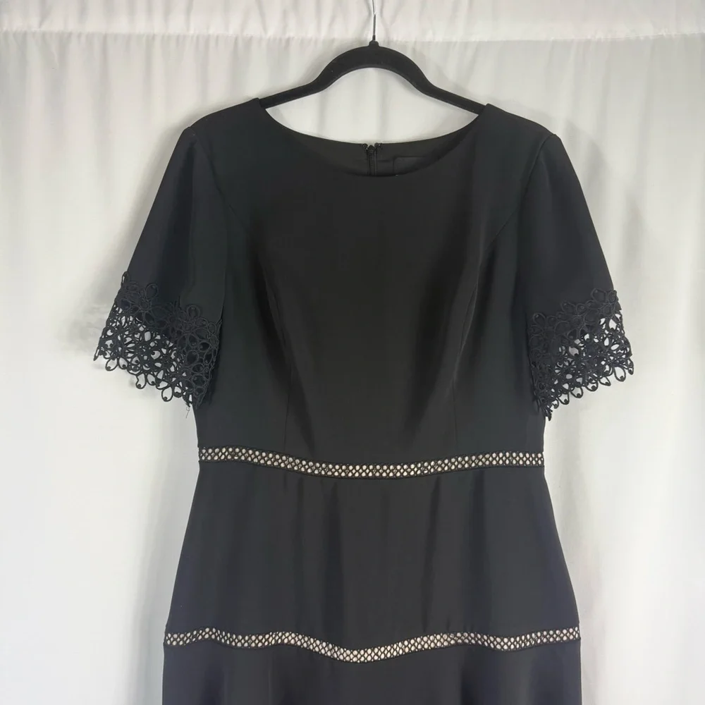 Shani  Lace-Trim Crepe Fit & Flare Dress size:USA 10